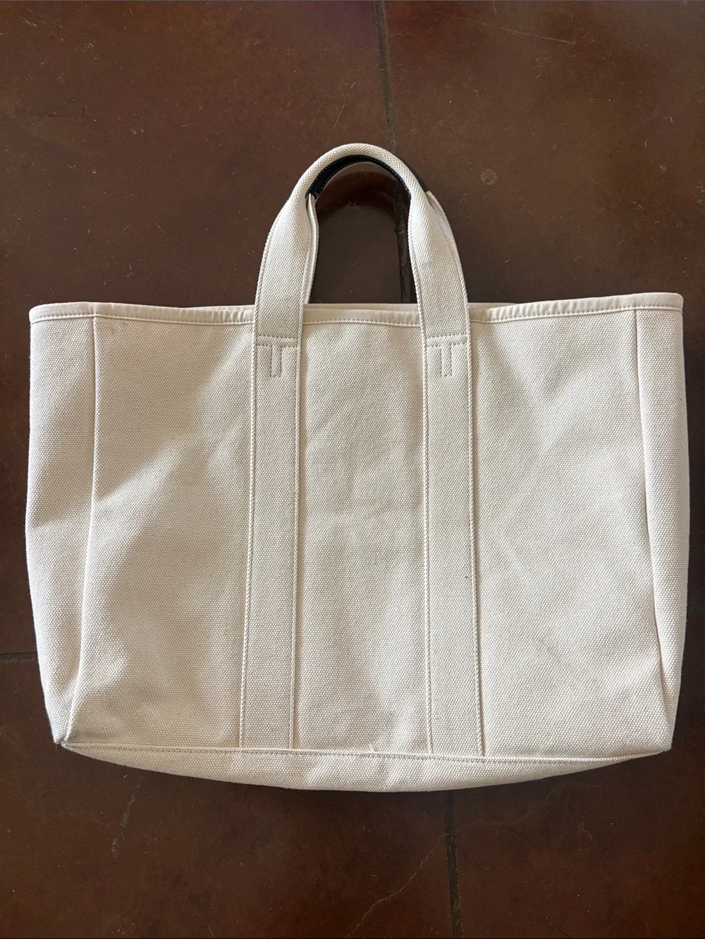 Tory Burch Natural Canvas Tote with Black Logo